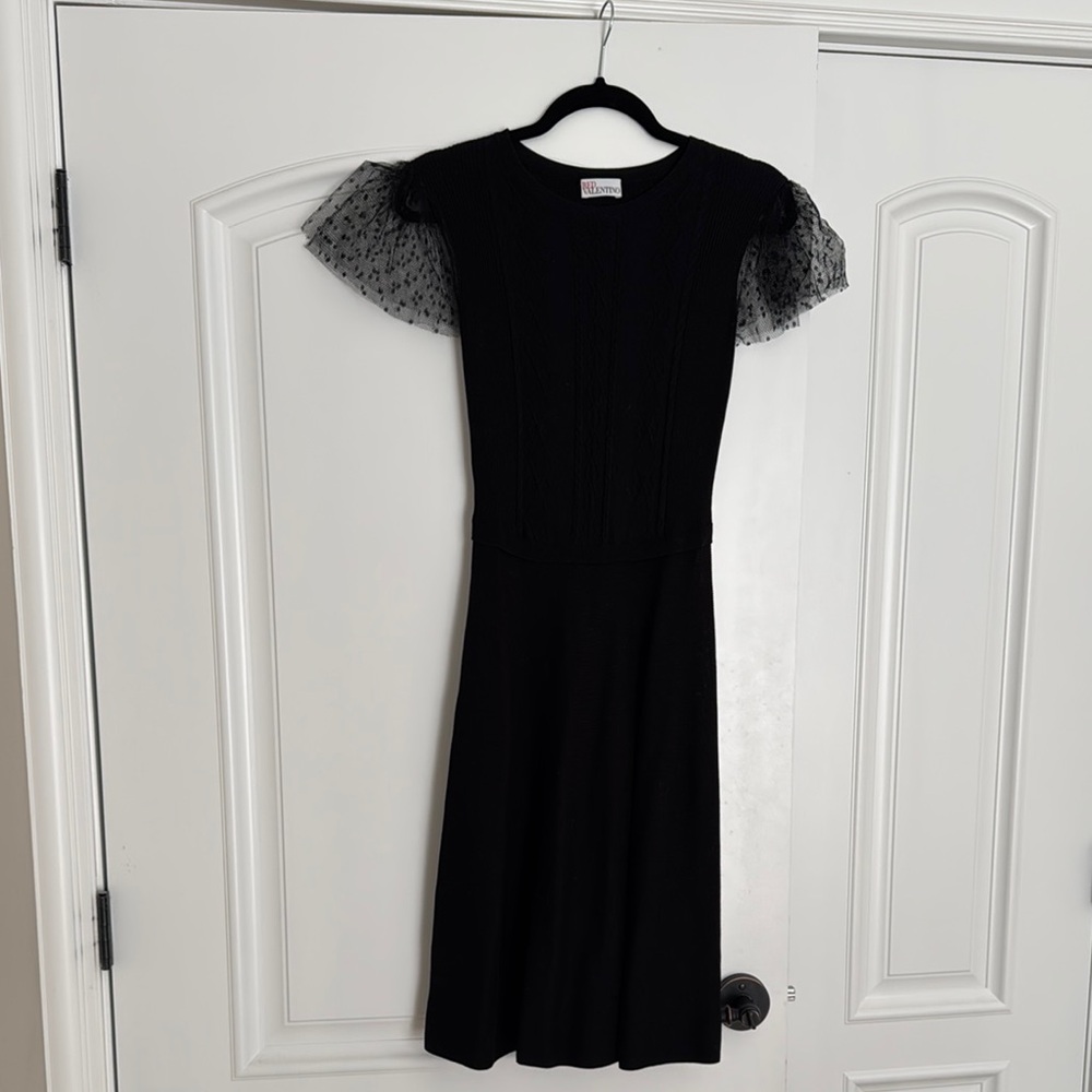 Valentino Black Dress with Sheer Sleeves